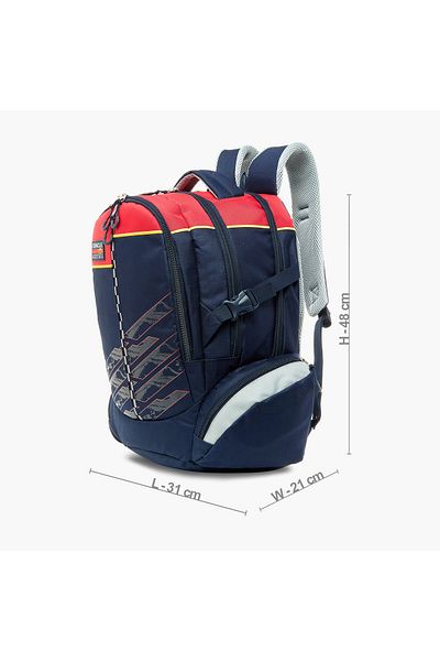 Red Bull Panelled Backpack with Adjustable Straps and Zip Closure - 18 inches