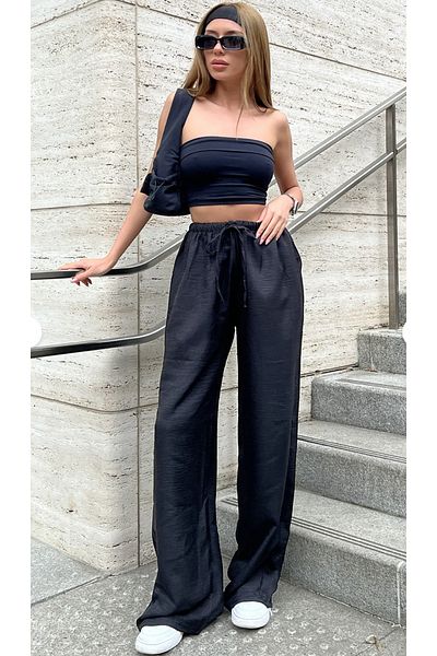 Elysira Women's Linen Blend High Waist Wide Leg Palazzo Pants