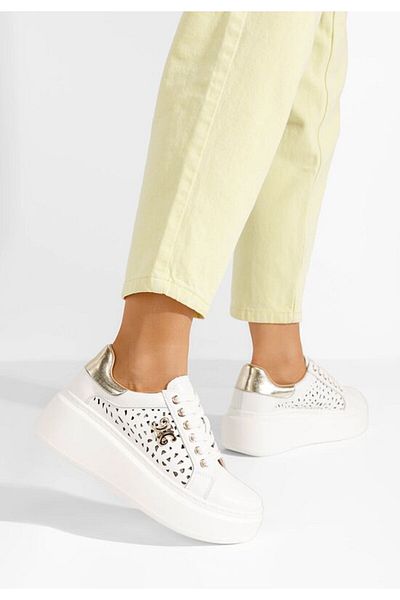 B T Shoes Sneakers cu platformă Caliana V2 albi