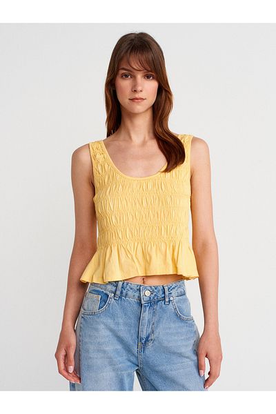 Dilvin 21083 Gipeli Sleeveless Top-Yellow