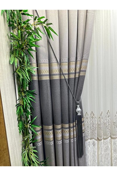 NİVEMESHOME Nivemeshome Samandağ Ft614286 V_5403 Gray 1/3 Frequently Pleated Background Curtain Apm