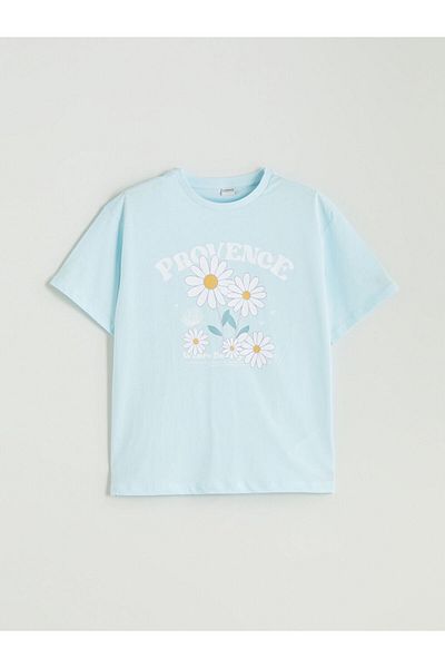 LC Waikiki Blue Crew Neck Girl's T-Shirt