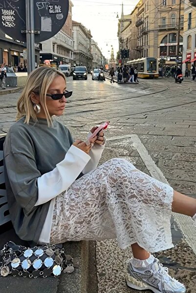 BENİMOLMALI Maxi Güpür Etek Içi Mini Uzun Etek Full Ithal Dantel Güpür Etek