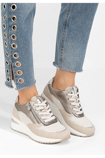 B T Shoes Teniși bej cu platformă Corey