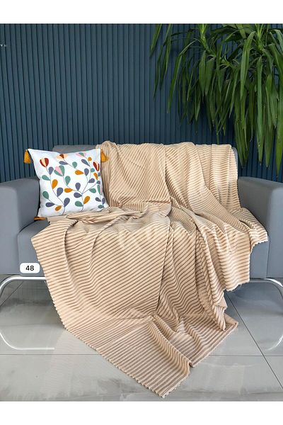 Bella Home Плетена раирана калъфка за диван - 170x210 см