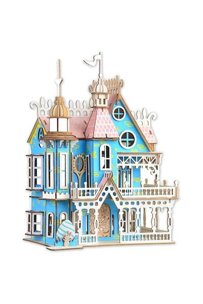 Star Master Set de construit din lemn, macheta 3D, copii si adulti, 175 piese, Castelul din Povesti