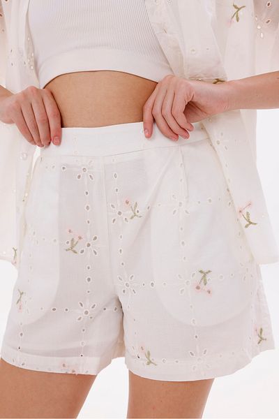 LA PANTE Floral Pattern Front Pocket Low Sleeve Shirt Side Zipper Cotton Shorts Set
