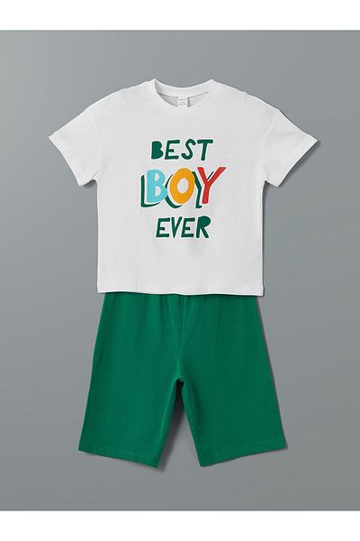 LC Waikiki Printed Cotton Boys' T-Shirt and Shorts 2-Pack