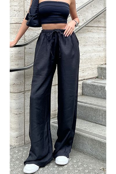 Elysira Women's Linen Blend High Waist Wide Leg Palazzo Pants