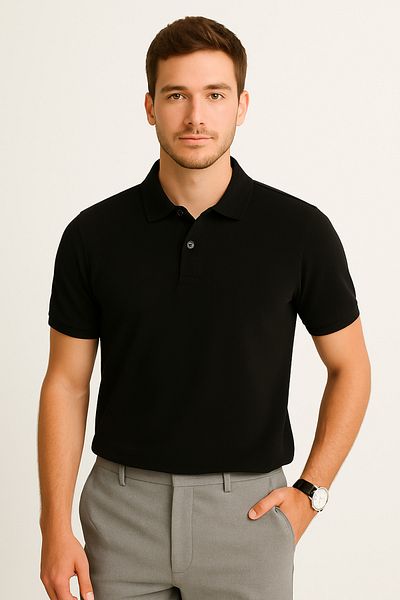 LACİVERTMEN 2739-1 CityStyle Honeycomb Polo Collar Βαμβακερό μπλουζάκι κανονικής εφαρμογής