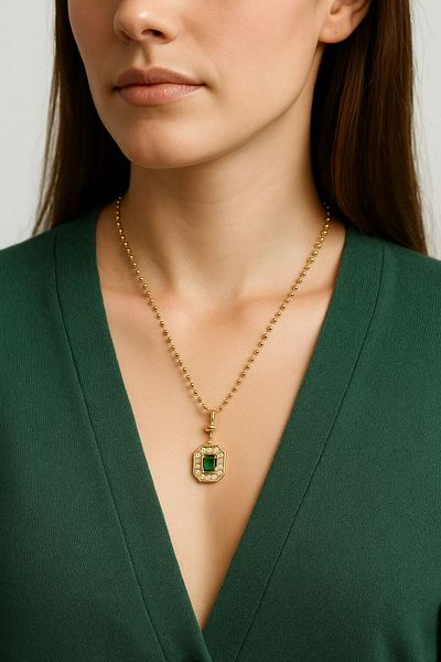BY YASİN TOPÇU Emerald Sparkling Ring Chain (Serenay Necklace)