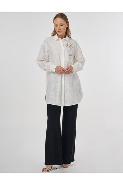 Kayra Baby Collar Viscose Tunic Οπτικό Λευκό