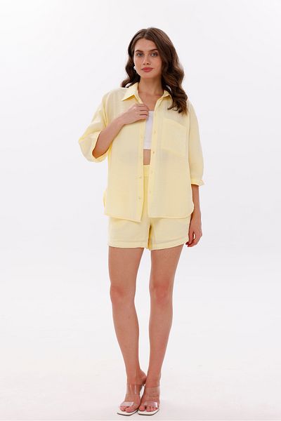 LA PANTE Low Sleeve Shirt with Front Pockets and Side Zipper Modal Shorts Set