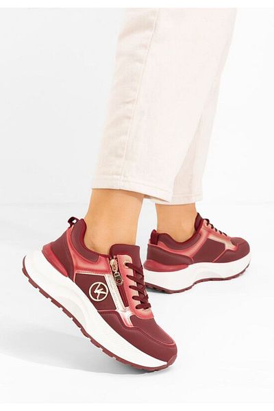 B T Shoes Viktoria red platform sneakers