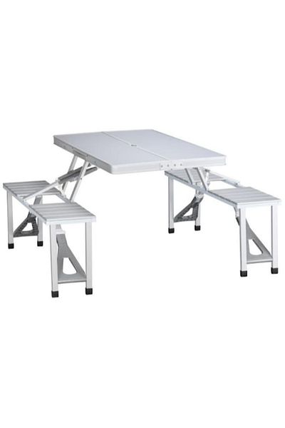 OEM Masă și scaune pliabile din aluminiu pentru 4 persoane, perfecte pentru picnic și camping, argintii
