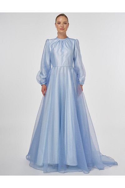 Kayra Βραδινό φόρεμα με τούλι με γκλίτερ Airman Blue