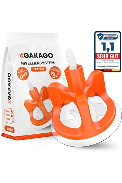 Gakago Комплект от 100 нивелиращи пръта за плочки Gakago, пластмасови, бели/о...