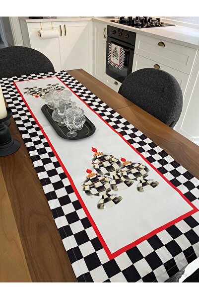 Elioure 2li beyaz vazolu mackenzie set runner fırın örtüsü yılbaşı mutfak noe...