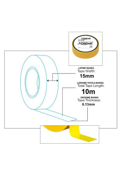XTREME Adhesive insulating tape, XTREME 07055, 0.13mmx15mm, 10m length, PVC, yellow