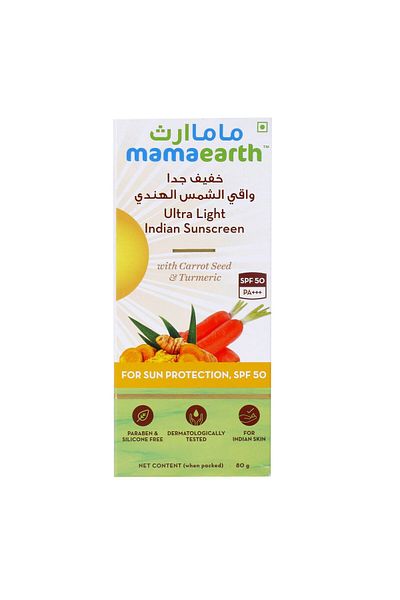 Mamaearth Ultra Light Indian Sunscreen SPF 50 PA+++ 80 ml