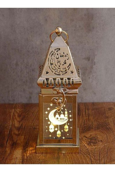 Raffine Eid And Ramadan Hollow Music Gold Copper Candlestick Lighting Dome Lamp Muslim Eid Home Decoration