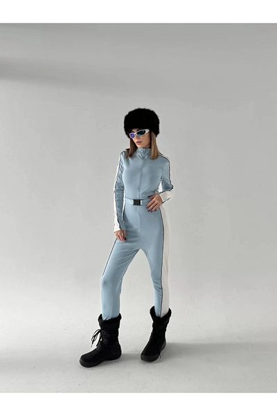 Silerra Salopetă cu fermoar cu detaliu curea - Baby Blue