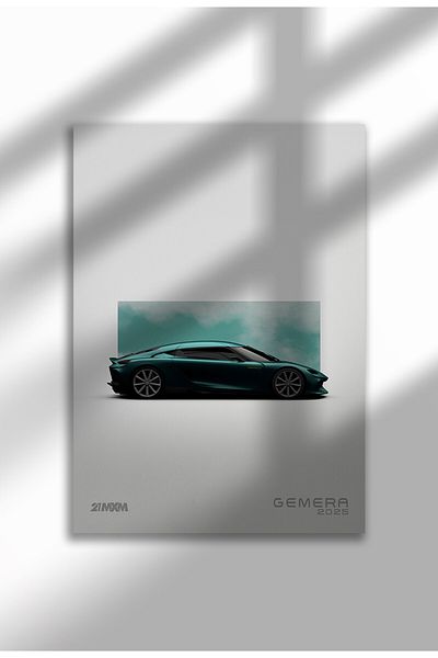 21mxm Poster minimalist cu supermașină, tablouri pe pânză fără ramă, Colecția White Design 2025