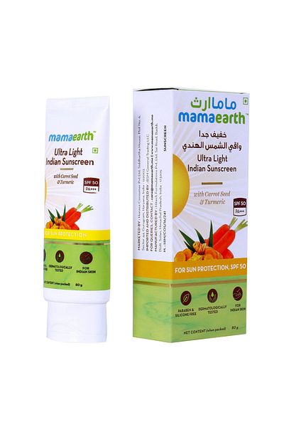 Mamaearth Ultra Light Indian Sunscreen SPF 50 PA+++ 80 ml