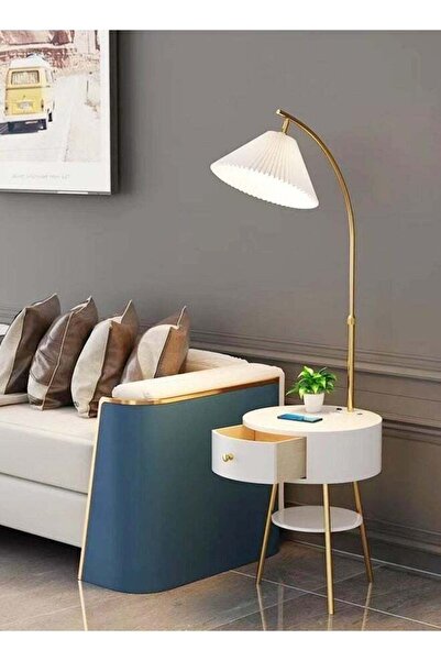 Fashionhome مصباح أرضي متعدد الوظائف على الطراز الاسكندنافي مع طاولة قهوة وإض...