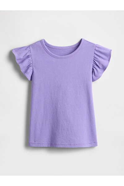 GAP Kız Bebek Mor Fırfır Kollu T-Shirt