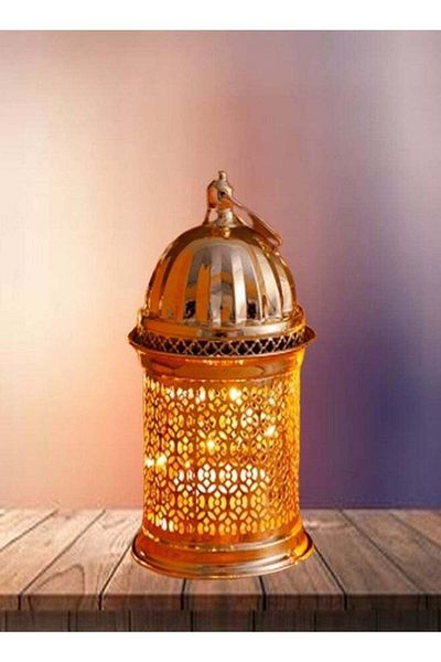 Raffine Eid And Ramadan Hollow Music Gold Copper Candlestick Lighting Dome Lamp Muslim Home Decoration