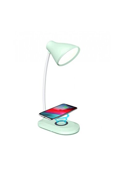 Blusmart Lampa cu incarcator wireless si 3 nivele de iluminare, verde pastel, Blusmart