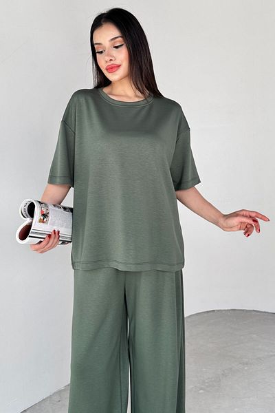 Cappmoda İnd-1113 Khaki Modal Fabric Half Sleeve Basic Blouse