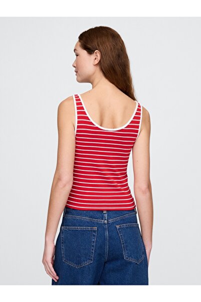 GAP Kadın Kırmızı Yuvarlak Yaka Crop Atlet