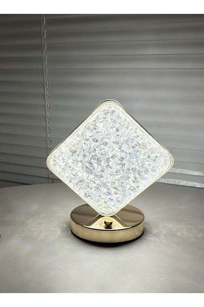 Raffine Touch Control 3 Colors Square Shape Rechargeable Table Lamp with Metal Base Small Decorative Acrylic