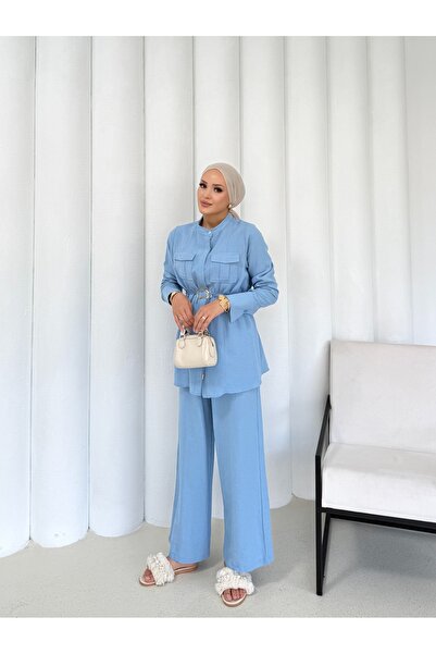 Melike Tatar Σετ λινό με ζώνη 32-3564