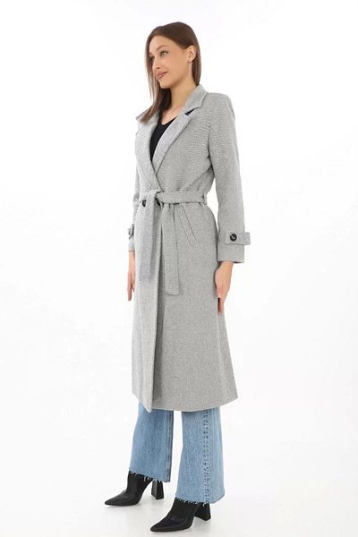 Silerra Women's Lined Fish Back Cashmere Cashmere Coat - Gray