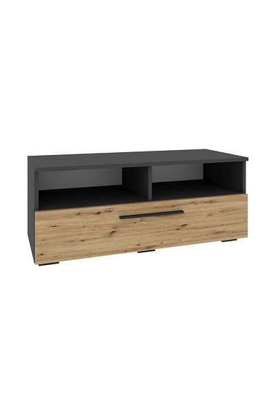 haaus.ro Kos Chest of Drawers, One Door, 2 Shelves, Anthracite/Artisan Oak, 95 x 40 x 39 cm