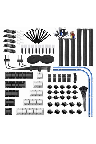 VSM Kit organizare cabluri 189 piese, Coliere, Cleme adezive, Agrafe adezive, Suport cablu USB, Manson,
