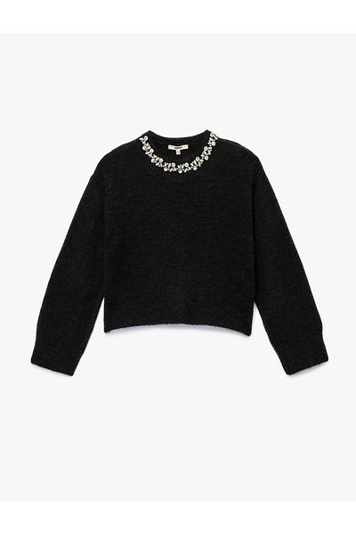 Koton Long Sleeve Crew Neck Stone Knit Sweater
