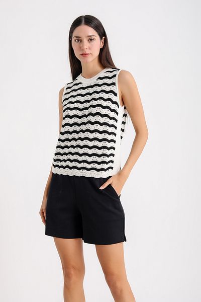 Barbara Baileys Zigzag Striped Openwork Women's Sweater