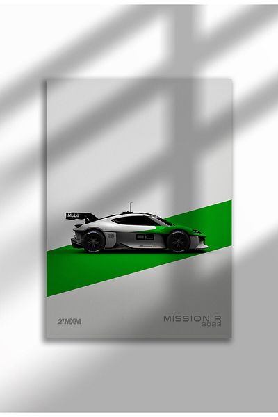 21mxm Minimalist Supercar Poster, Frameless Canvas Wall Art, White Design Collection 2025