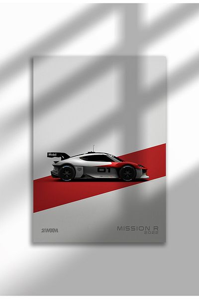 21mxm Minimalist Supercar Poster, Frameless Canvas Wall Art, White Design Collection 2025