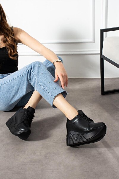 Modanizm Lois Siyah Gizli Topuklu Spor Ayakkabı