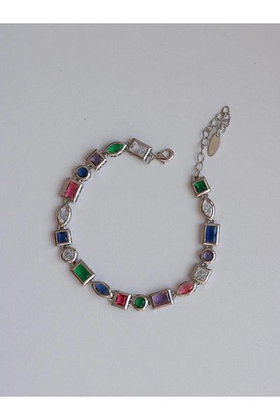 Reorah Collection Colorful Multiple Gems Steel Bracelet
