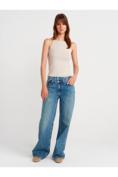 Dilvin 10772 Askılı Fiyonk Detaylı Triko Bluz-Taş