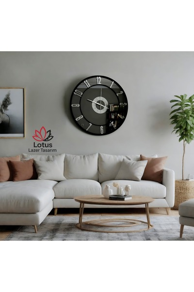 LotusLazer Tasarım Modern Dekoratif Aynalı Pleksi Duvar Saati - 50 X 50 CM Se...
