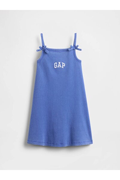 GAP Kız Bebek Mavi Bebek & Küçük Çocuk Logo Fitilli Salıncak Elbise