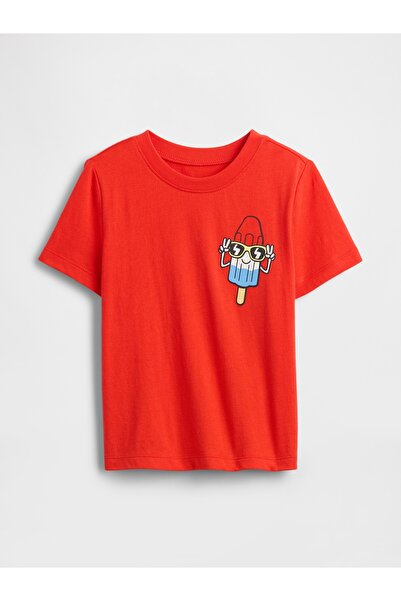 GAP Erkek Bebek Kırmızı Gap Logo Grafikli T-Shirt