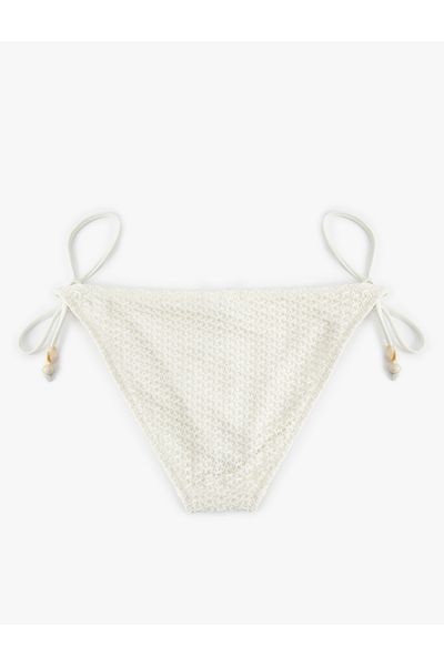 Koton Drawstring Crochet Bikini Bottom with Bead Detail